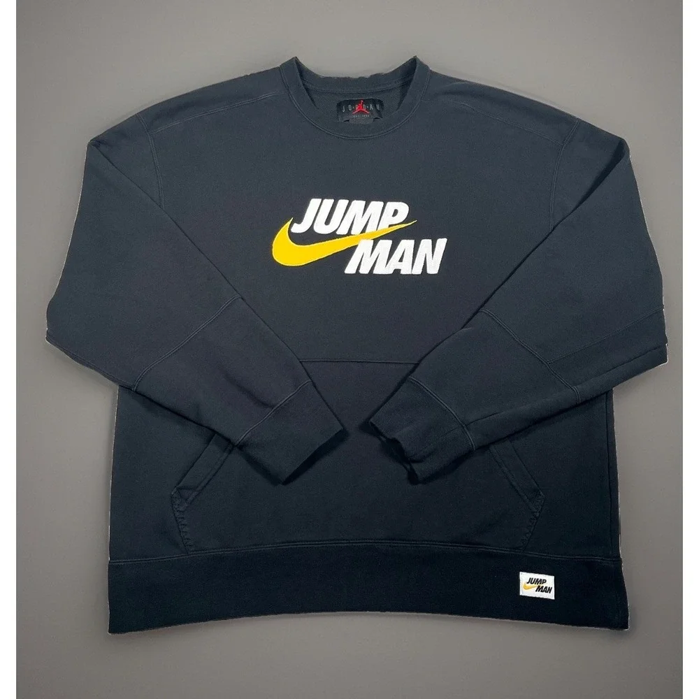 Jordan Mens Jumpman Fleece Crewneck Sweatshirt XL Black DA7194-010 Pullover